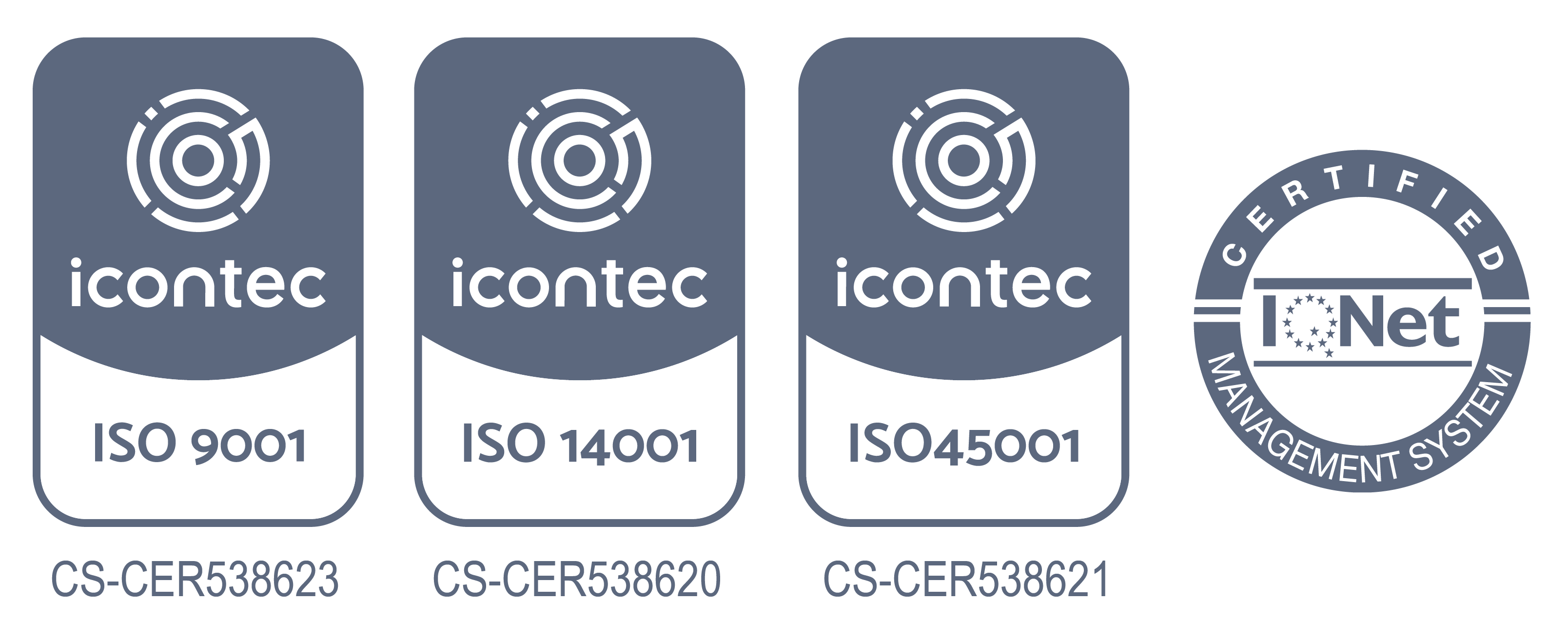 Certificaciones ISO 9001, ISO 14001, ISO 45001 e IQNet — SCAIN